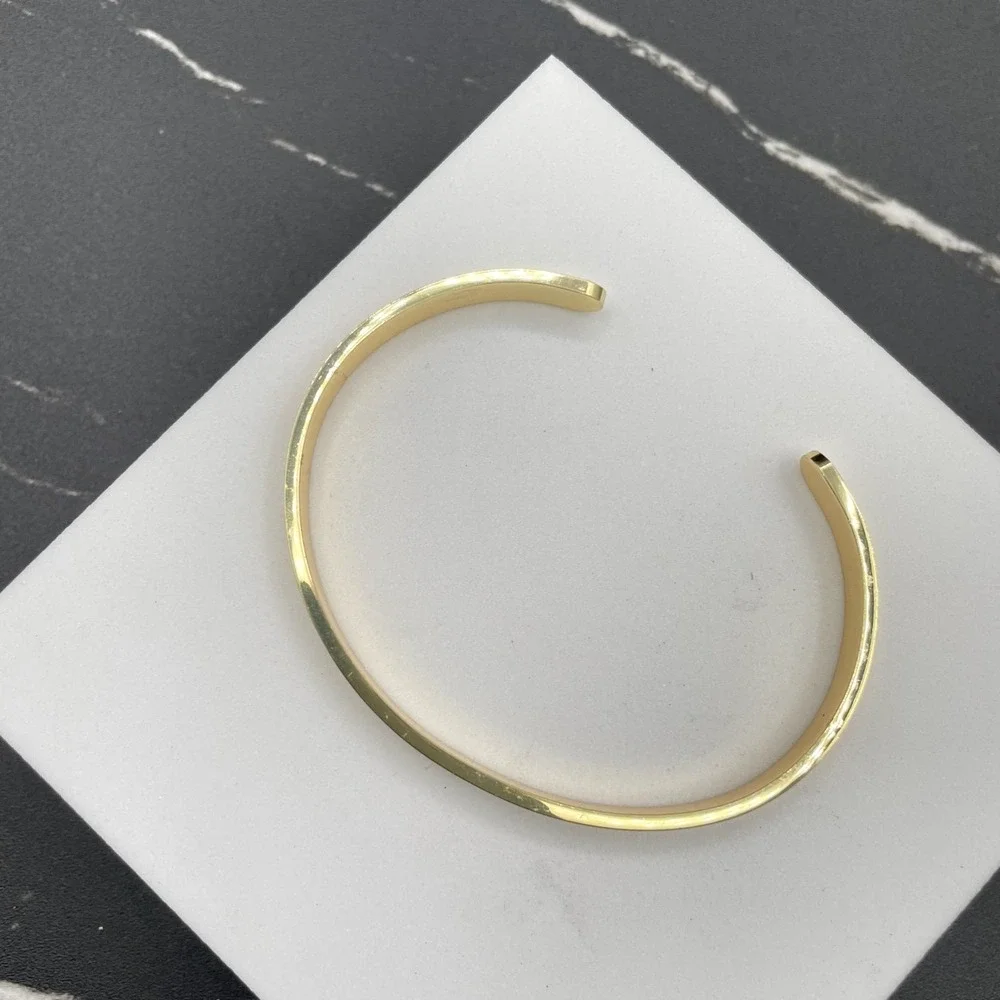 Gold-Tone Classic Fashion Shiny Metal Round-Ended Cuff Torque Slip-On Bracelet‎